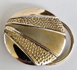Vintage Textured & Smooth Round Gold Tone Stamped Scarf Clip 1-3/16" - Picture 1 of 3