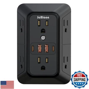 Outlet Extender Surge Protector - 6 Outlet Splitter with 4 USB Ports (2 USB C - Picture 1 of 5