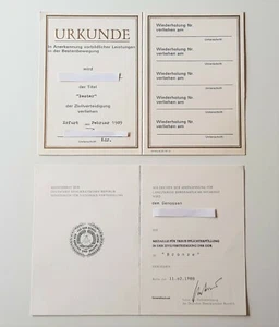 2x DDR Urkunde Bester Zivilverteidigung /zur Medaille für treue Pflichterfüllung - Bild 1 von 4