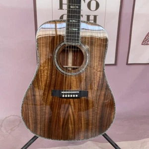 Full KOA Custom 41 Inches Acoustic Guitar Ebony Fingerboard Real Abalone Inlay - Picture 1 of 8
