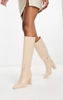 New Beige Pointed Knee Boots Women Size 39