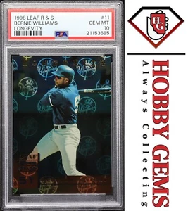 BERNIE WILLIAMS PSA 10 1998 Leaf Rookies & Stars Longevity #11 34/50 Pop 1 - Bild 1 von 2