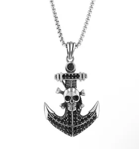Rare Ed Hardy 26" Inches Stainless Steel Chain With Ancho Skull Necklace Pendant - Picture 1 of 2