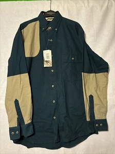 NWT Bob Allen Cotton Long Sleeve Right Arm Hunting Shirt Men's Medium Blue/Tan - Picture 1 of 5