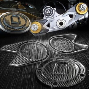 Cubierta de yugo de mango + protector adhesivo de tapa de combustible 05-06 Ninja ZX-6R aspecto de fibra de carbono - Imagen 1 de 8