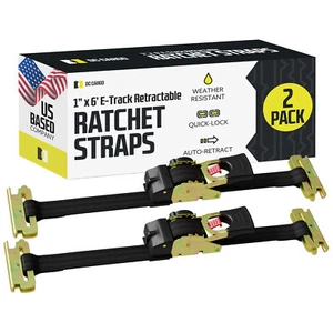 2 Retractable Ratchet Straps for E Track - 1" x 6' - Boats, ATVs, Motorcycles - Picture 1 of 7