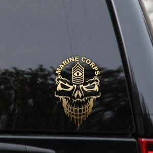 E9 Skull MASTER GUNNERY Marines Rank Vinyl Decal Sticker - Picture 1 of 2