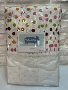 LAND OF NOD Crib Skirt Dust Ruffle 100% Cotton 28x50x14 Pink Green Brown Orange - Picture 1 of 2