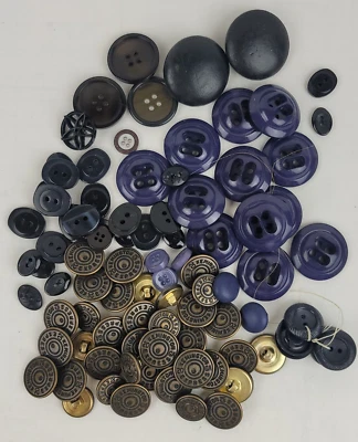 x90 Vintage Sewing Buttons Blue Colored Button Assorted Lot - Image 1 of 4