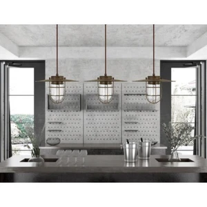 Cal Lighting Owenton Metal Pendant With Glass Shield, Rust - FX-3724-1P - Picture 1 of 1