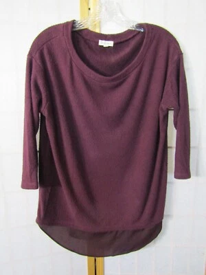 Тишина + шум сливы вискозы смесь чистый кромки отделки пуловер рубашка женщин S - Изображение 1 из 4