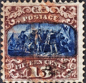 U.S. Classic #119 F/VF 15 cent brown and blue & Red cancel '23 CV $270 - Picture 1 of 2