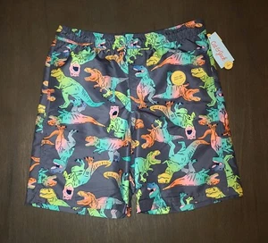 NEW BOYS CAT & JACK DINOSAUR SWIM TRUNKS SHORTS SIZE XL 16 HUSKY - Picture 1 of 3