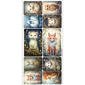 Pegatinas violetas - 1 hoja de pegatinas de animales del bosque nocturno de cristal para papelería - Imagen 1 de 5