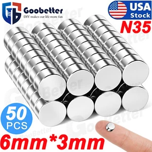 50Pcs 6*3mm Super Strong Round Disc Magnets Rare-Earth Neodymium Magnet N35 Set - Picture 1 of 6