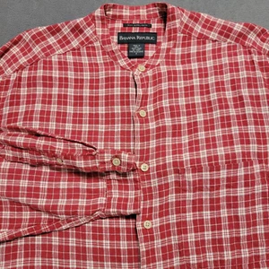 Banana Republic Shirt Mens Small (Act. Large) Red Plaid Irish Linen Blade Collar - Picture 1 of 8