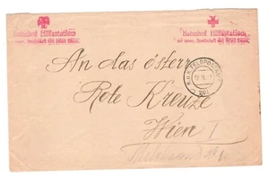 AUSTRIA 1916 FELDPOST COVER RED CROSS RAILWAY AID STATION  - Picture 1 of 2