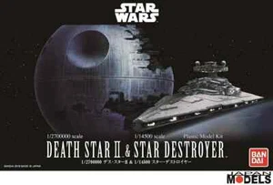 DEATH STAR II 2 & STAR DESTROYER Bandai/Revell Plastic Model Kit Star Wars New - Foto 1 di 6