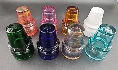 Rare Vintage Complete Set Of 8  Bell Telephone Pioneers Of America Insulators  - Image 1 of 4