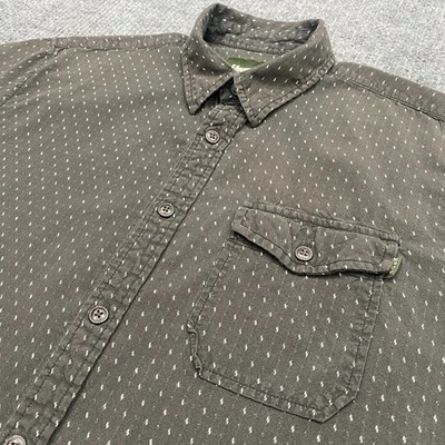 Camisa Howler Bros Para Hombre Mediana Gris Oscuro Oliva Abotonada Costuras Geométricas AOP Foto 1 de 4