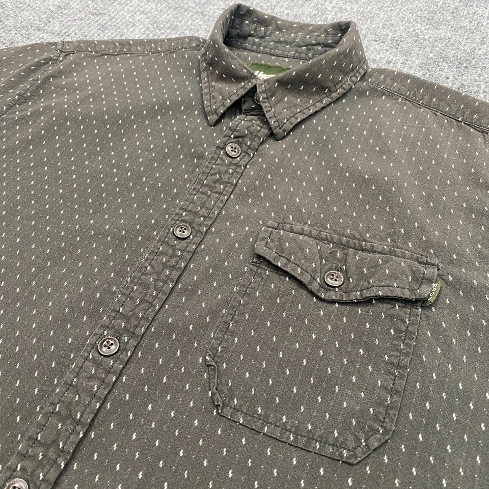 Howler Bros Shirt Mens Medium Dark Grey Olive Button Up Geometric Stitching AOP - Image 1 of 4
