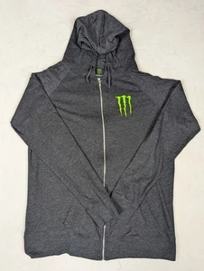 Monster Energy Hoodie Damen M grau leichtes Jersey Full Zip USA Made Action - Bild 1 von 9