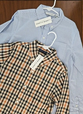 JANIE AND JACK Lot of 2 Cotton Button Down Long Sleeve Shirts Boys Size 8 NWT - Image 1 of 4