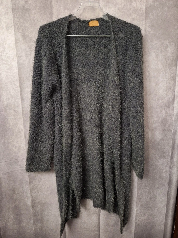 POL Fuzzy Duster Cardigan 毛衣 尺寸 M 开放 厚 毛茸 舒适 Lagenlook 灰色 波西米亚 — 第 1/4 张图片