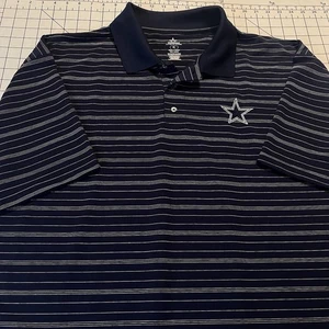 Nike Dri-Fit NFL Dallas Cowboys dunkelblau-weiß gestreifte Polo Short Herren XL - Bild 1 von 7