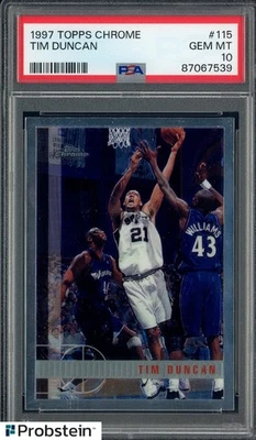 1997 Topps cromo #115 Tim Duncan San Antonio Spurs radiocontrol novato de la corte PSA 10 Foto 1 de 2