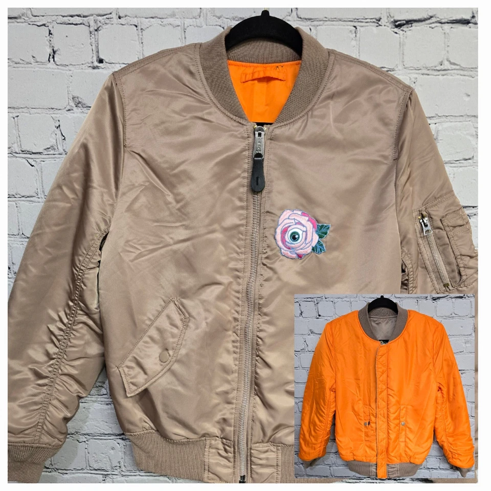 Chaqueta de vuelo Alpha Industries MA-1 para mujer pequeña malva reversible parches de bombardero Foto 1 de 4
