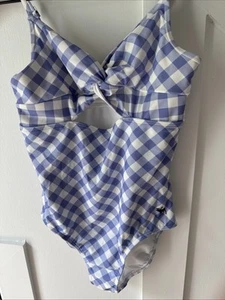 Abercrombie & Fitch Girls Swimsuit Size 13/14 Lavender & White Gingham VGUC - Picture 1 of 5