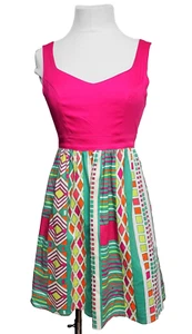 Judith March Dress Open Back Mini Fit Flare Hot Pink Boho Colorful Size S - Picture 1 of 16