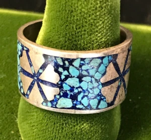 Vintage TAXCO Mexican Southwest Sterling Silver Stamped Ring Coral Size 9 - Picture 1 of 8