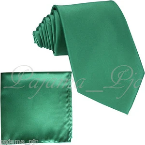 Cravatta da uomo verde smeraldo con cravatta e tasca quadrata fazzoletto set festa matrimonio 10JJ - Foto 1 di 1