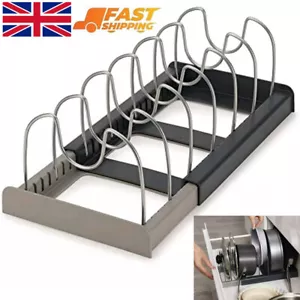 Saucepan Pan Lids Holder Storage Rack Cupboard Cabinet Kitchen Shelving Plates - Picture 1 of 7