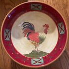 Oneida Fairweather Friends Rooster Bowl Sally Eckman Roberts Hand Painted 11 In.