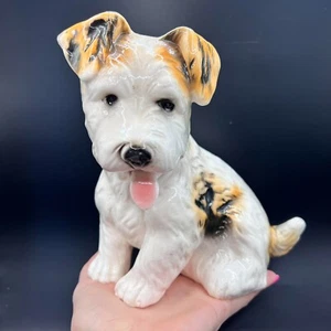 40's Sitzendorf Germany Antique Porcelain Statue Figure Dog Terrier Marked 6.6". - Picture 1 of 8