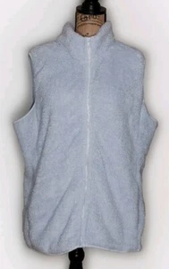 Basic Editions - Baby Blue Soft Faux Fur Full Zip Vest  - Women's Size XL - Picture 1 of 3