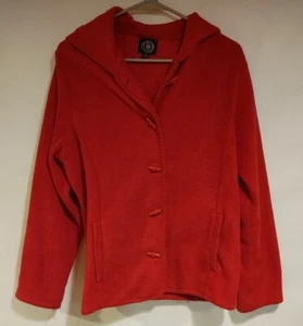 Carolyn Taylor Womens Red Jacket Fleece Hooded Big Button Front - Size Large - Picture 1 of 5
