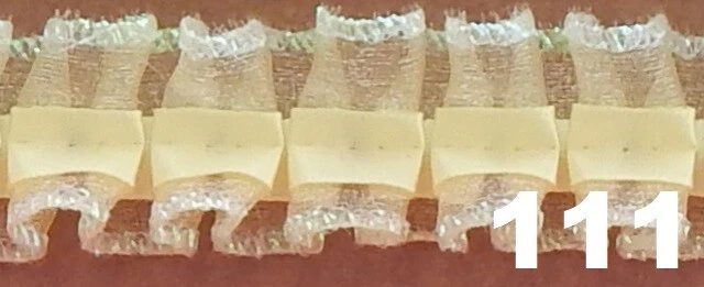 1" BOX PLEATED ORGANZA, SATIN RIBBON SEWN IN CENTER, SPARKLY EDGE, FREE SHIP USA - Image 1 of 1