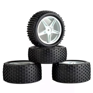 1/10 Rc Buggy Wheels & Rubber Spike Tires Set For Team Associated rc10 - Picture 1 of 4