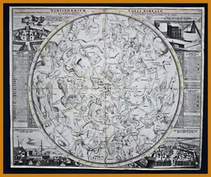 Nördlicher Sternenhimmel Kupferstich-Karte von Doppelmayr 1730 schönes Exemplar - Picture 1 of 6