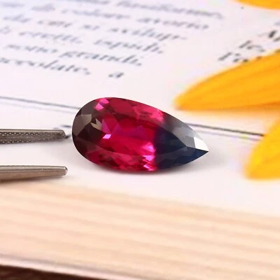 Piedra preciosa suelta corte pera zafiro bicolor natural Ceilán AAA 14,90 quilates 22x12 mm Foto 1 de 4