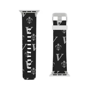 Luxury Designer Apple Watch Band 1, 2, 3, 4, 5, 6, 7, 8, 9 SE and Ultra Black - Afbeelding 1 van 13