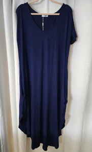 Ekouaer Nightgown Short Sleeve Soft Sleepwear Side Split Pockets Long- Large - Picture 1 of 4