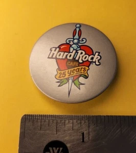 Hard Rock Cafe 25th Anniversary Pin 1971-1996 Silver Sword Heart Vintage 90s - Picture 1 of 4