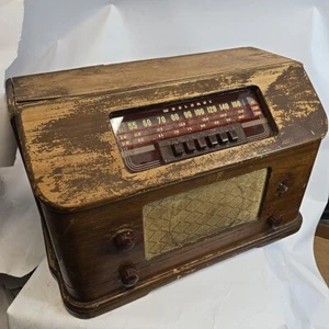 1946 Woolaroc 3-3A 7 Tube AM Radio 5 Presets Wood Cabinet Phillips 66 CH 7-9003D - Picture 1 of 24