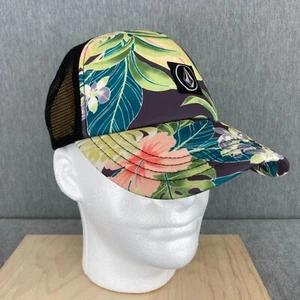 VOLCOM Hawaiian Trucker Hat Mens OSFM True To This Floral Black Snapback - Picture 1 of 11