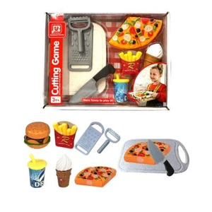 Set gioco finto fast food e taglio per bambini pizza bevanda fredda patatine fritte gelato - Foto 1 di 9
